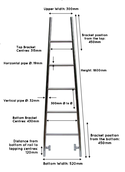 Heated Black Towel Rails - Tapered Ladder