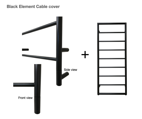 Heated Black Towel Rails - Framed Ladder radiator 1260