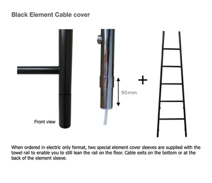 Heated Black Towel Rails - Tapered Ladder