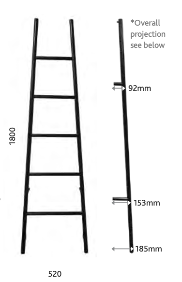 Heated Black Towel Rails - Tapered Ladder