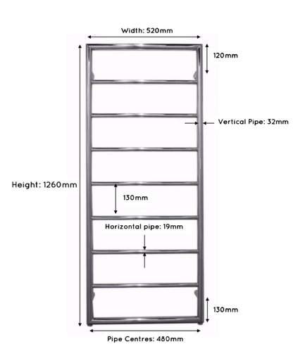 Heated Black Towel Rails - Framed Ladder radiator 1260