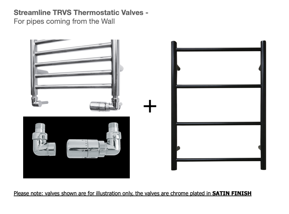 Heated Black Towel Rails - Small ladder radiator 700mm x 520mm